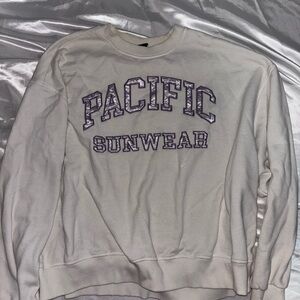 PacSun Cream Sweatshirt with Purple Logo